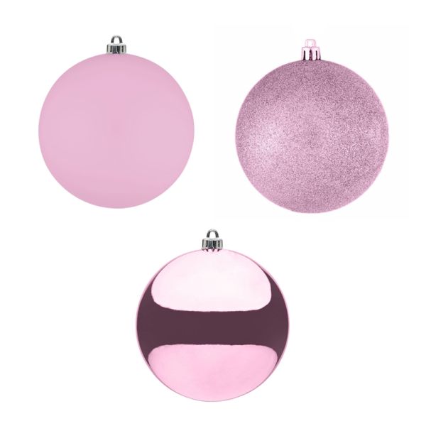 Set 8 Palline di Natale rosa Sweet Pink Asteroid 10 cm