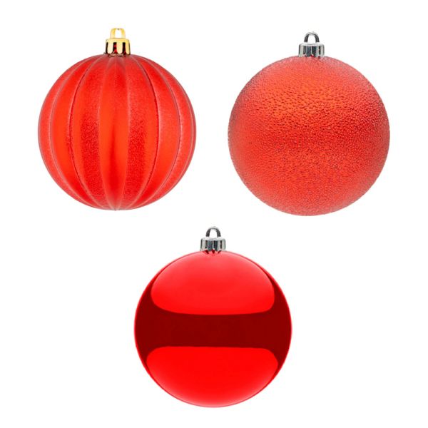 Set 12 Palline di Natale rosse Mele di Bahir 8 cm