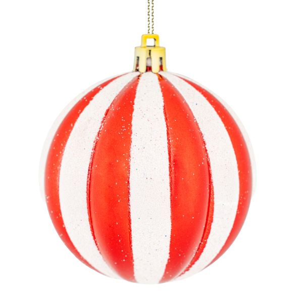 Set 12 Palline di Natale rosse e bianche Frozen Sweetness  8 cm